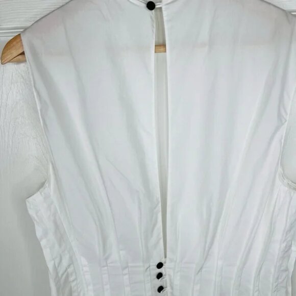 Khaite Women's White Wes Pleated Cotton Poplin Dress Size 12  Sleeveless - Picture 8 of 12